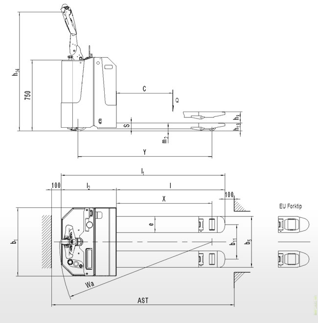 潍坊地牛PT E20诺力全电动搬运叉车